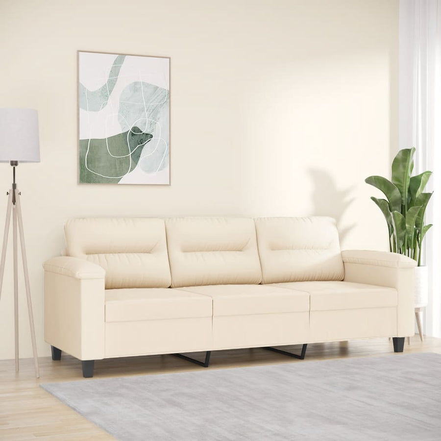 Driezitsbank Microvezelstof 180 cm Beige