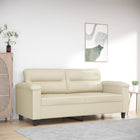 Two-seater sofa 140 cm faux leather cream