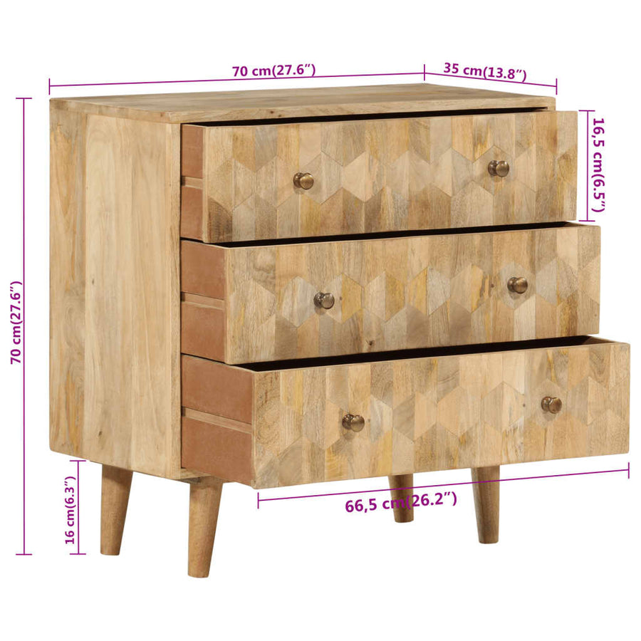 Ladekast 70x35x70 cm massief mangohout