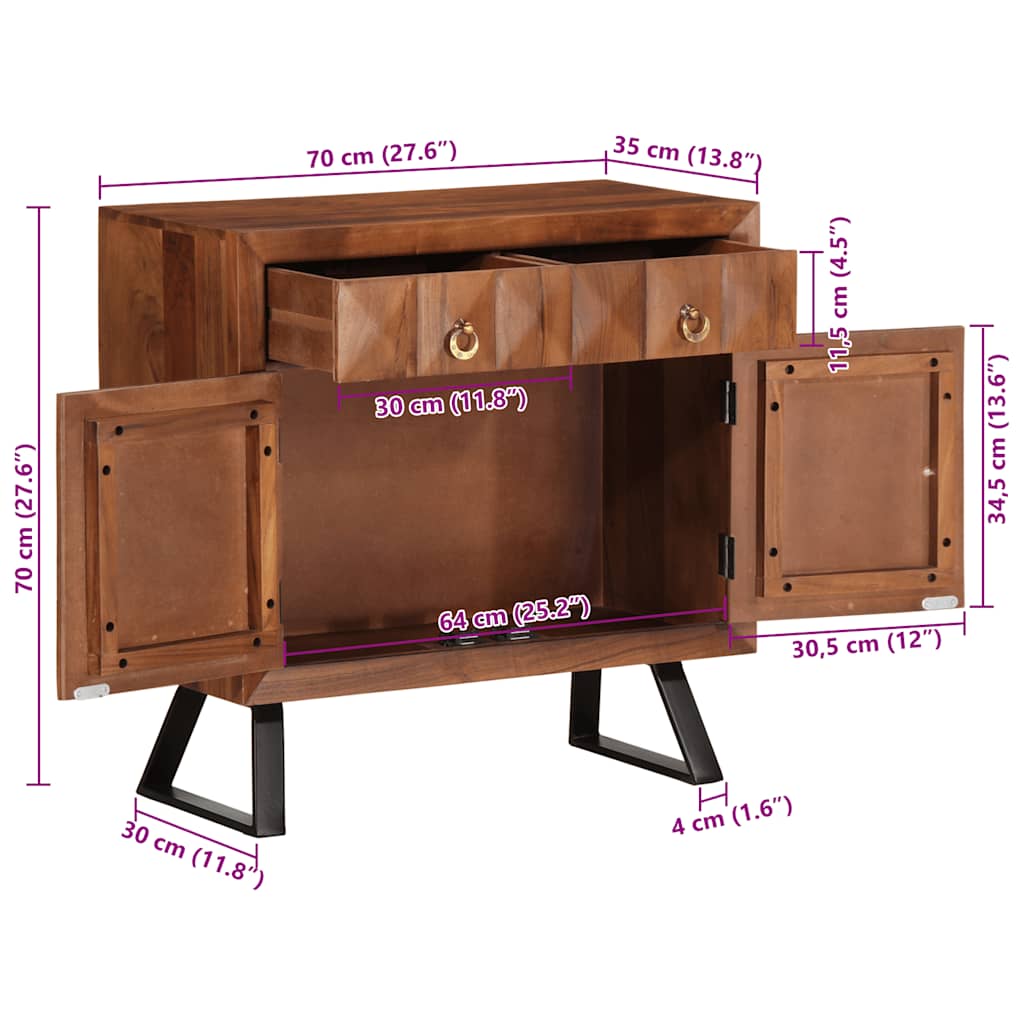 Ladekast 70X35X70 Cm Massief Acaciahout Honingbruin
