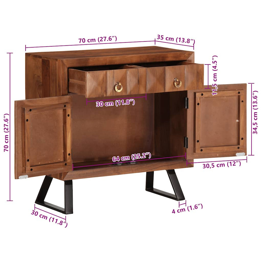 Ladekast 70X35X70 Cm Massief Acaciahout Honingbruin