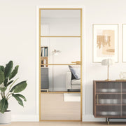 Binnendeur 76x201,5 cm gehard glas aluminium goud