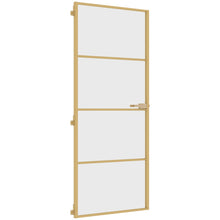 Binnendeur Smal 83X201,5 Cm Gehard Glas En Aluminium Goudkleur