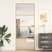 Binnendeur 83x201,5 cm gehard glas aluminium goud
