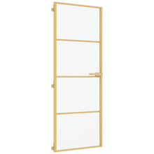 Binnendeur Smal 76X201,5 Cm Gehard Glas En Aluminium Goudkleur