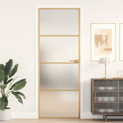 Binnendeur 76x201,5 cm mat glas aluminium goudkleur