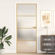 Binnendeur 83x201,5 cm mat glas aluminium goud