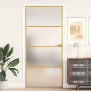 Binnendeur 93x201,5 cm gehard glas aluminium goudkleur