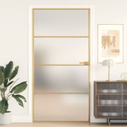 Binnendeur 102,5x201,5 cm mat glas aluminium goud