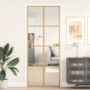 Binnendeur 83x201,5 cm gehard glas aluminium goud