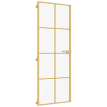 Binnendeur smal 76x201,5 cm gehard glas en aluminium goudkleur