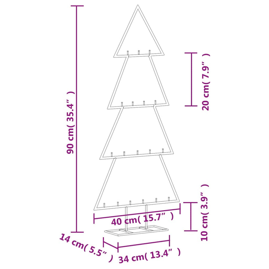 Kerstdecoratie Kerstboom 90 Cm Metaal Zwart 1