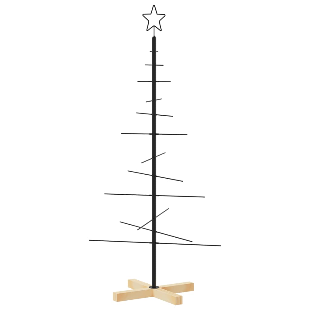Kerstdecoratie Kerstboom Met Houten Basis Metaal Zwart 120 cm