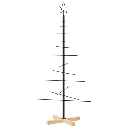 Kerstdecoratie Kerstboom Met Houten Basis Metaal Zwart 120 cm