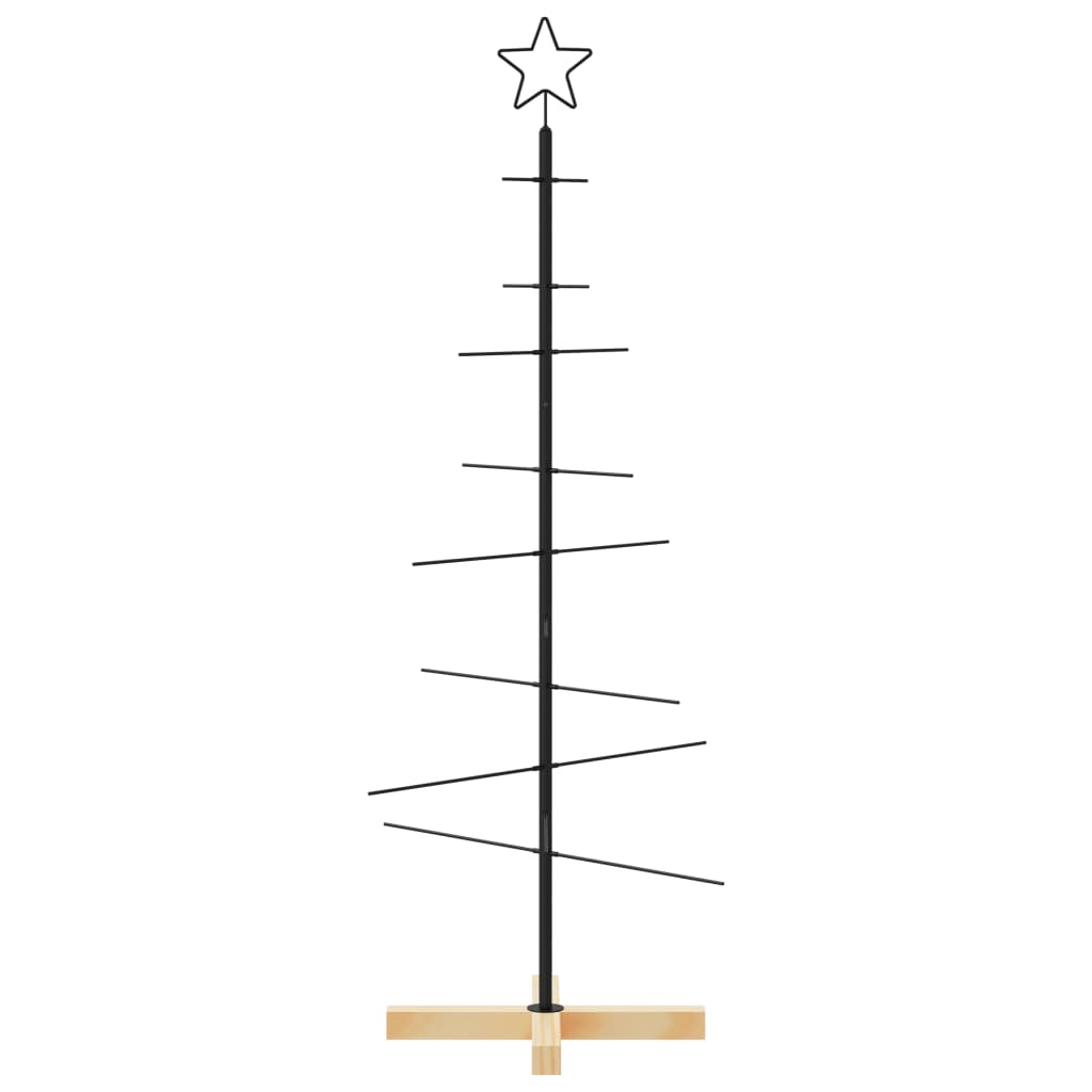 Kerstdecoratie Kerstboom Met Houten Basis Metaal Zwart 120 cm