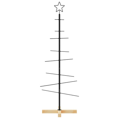 Kerstdecoratie Kerstboom Met Houten Basis Metaal Zwart 120 cm