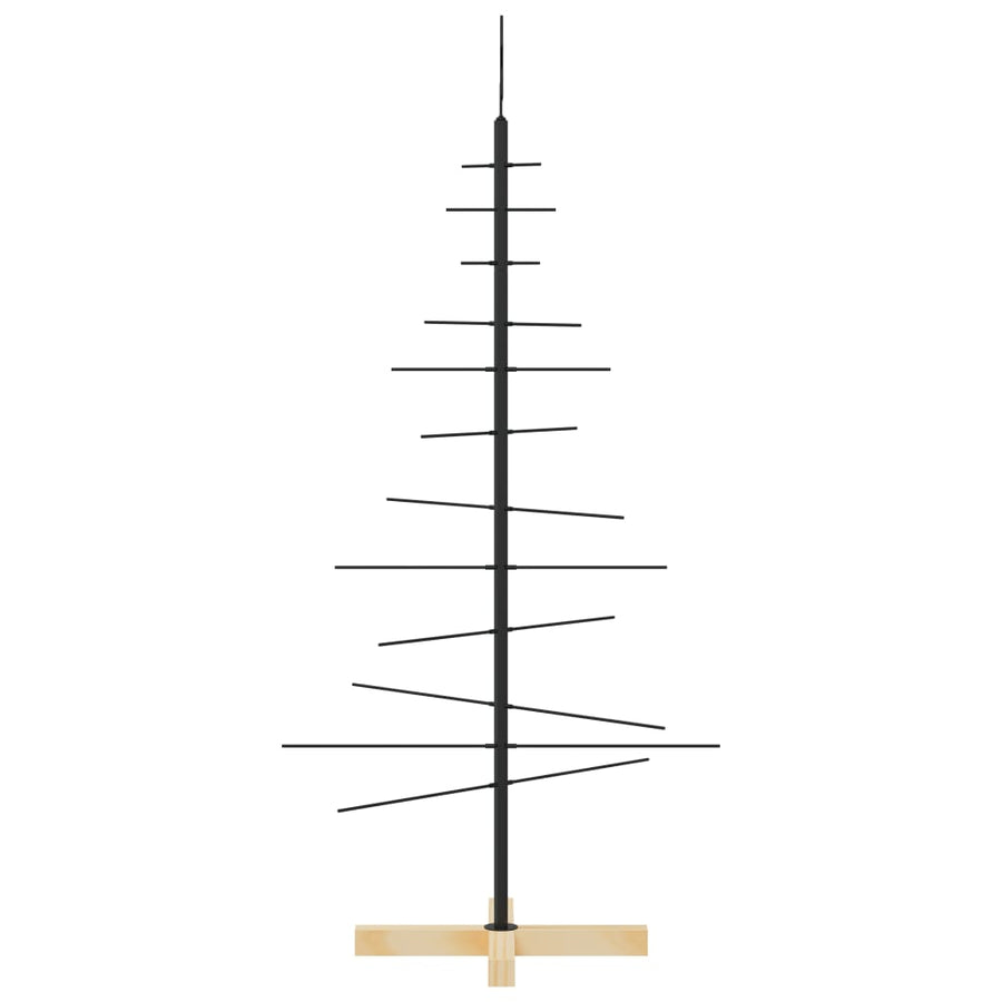 Kerstdecoratie Kerstboom Met Houten Basis Metaal Zwart 120 cm
