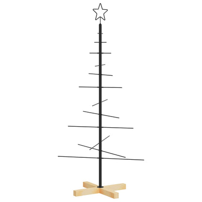 Kerstdecoratie Kerstboom Met Houten Basis Metaal Zwart 120 cm