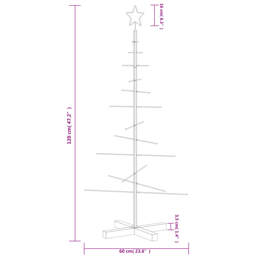 Kerstdecoratie Kerstboom Met Houten Basis Metaal Zwart 120 cm