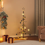 Kerstboom 120 cm metaal zwart met houten basis