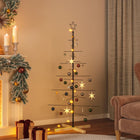 Kerstboom metaal 150 cm zwart houten basis