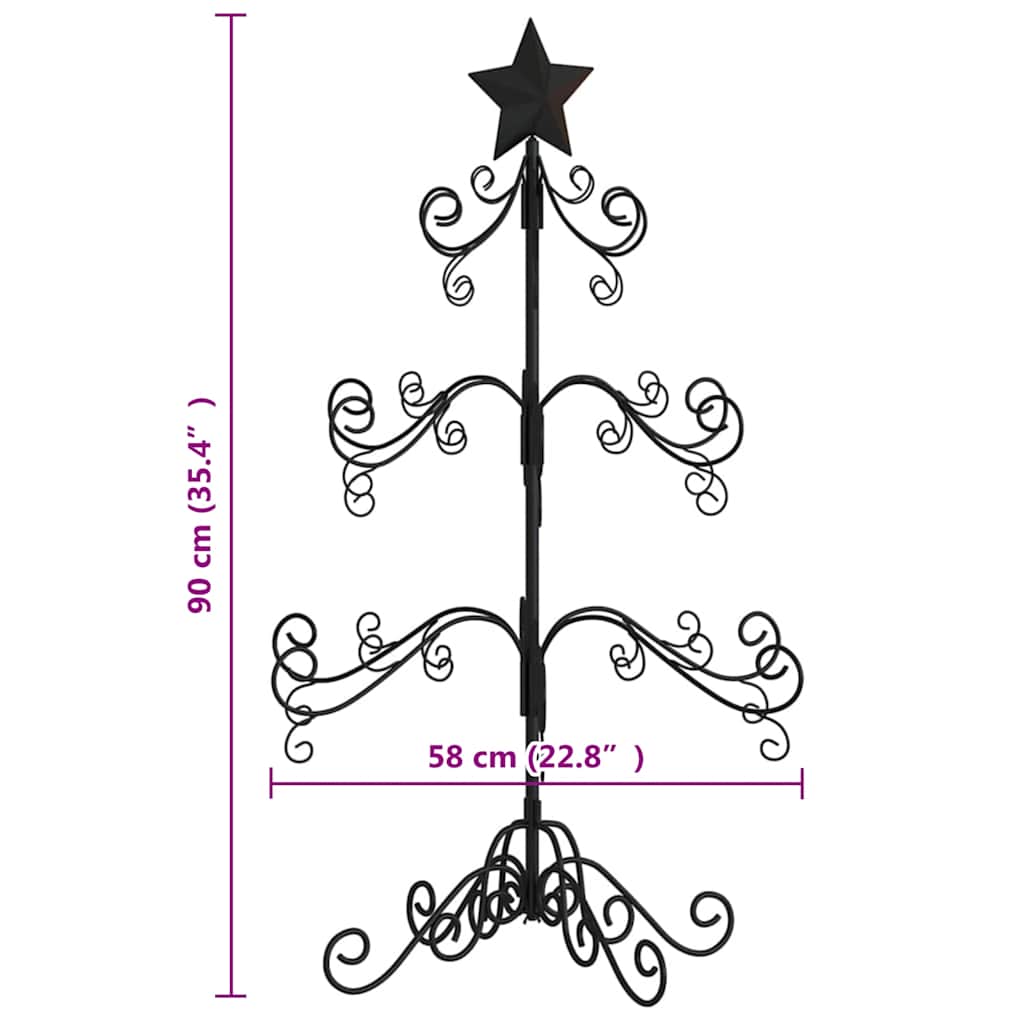 Kerstdecoratie kerstboom 90 cm metaal zwart