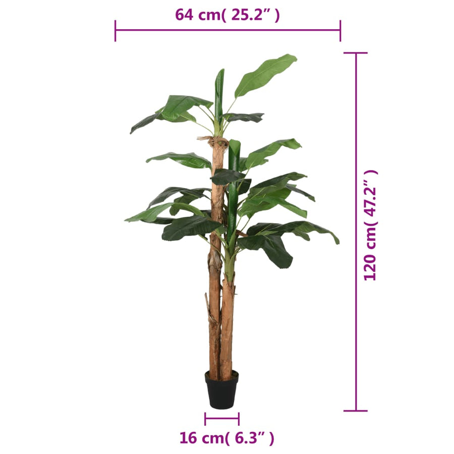 Kunstplant Bananenboom 9 Bladeren 120 Cm Groen