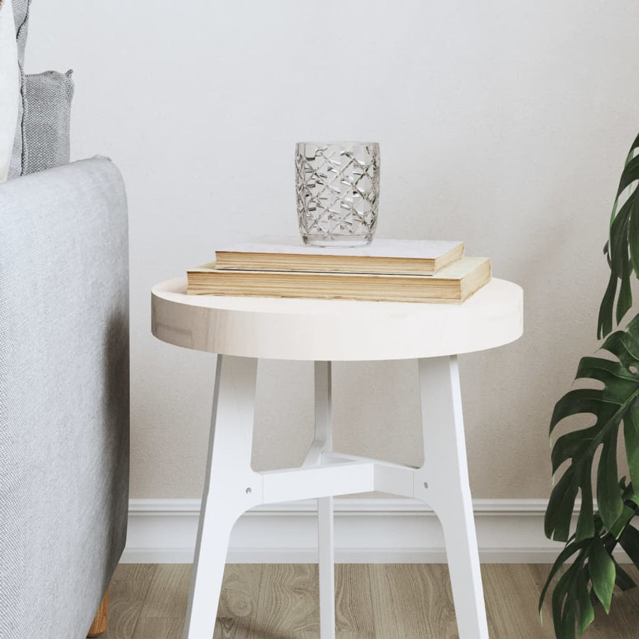 Tafelblad Rond Ø30X3 Cm Massief Grenenhout Wit