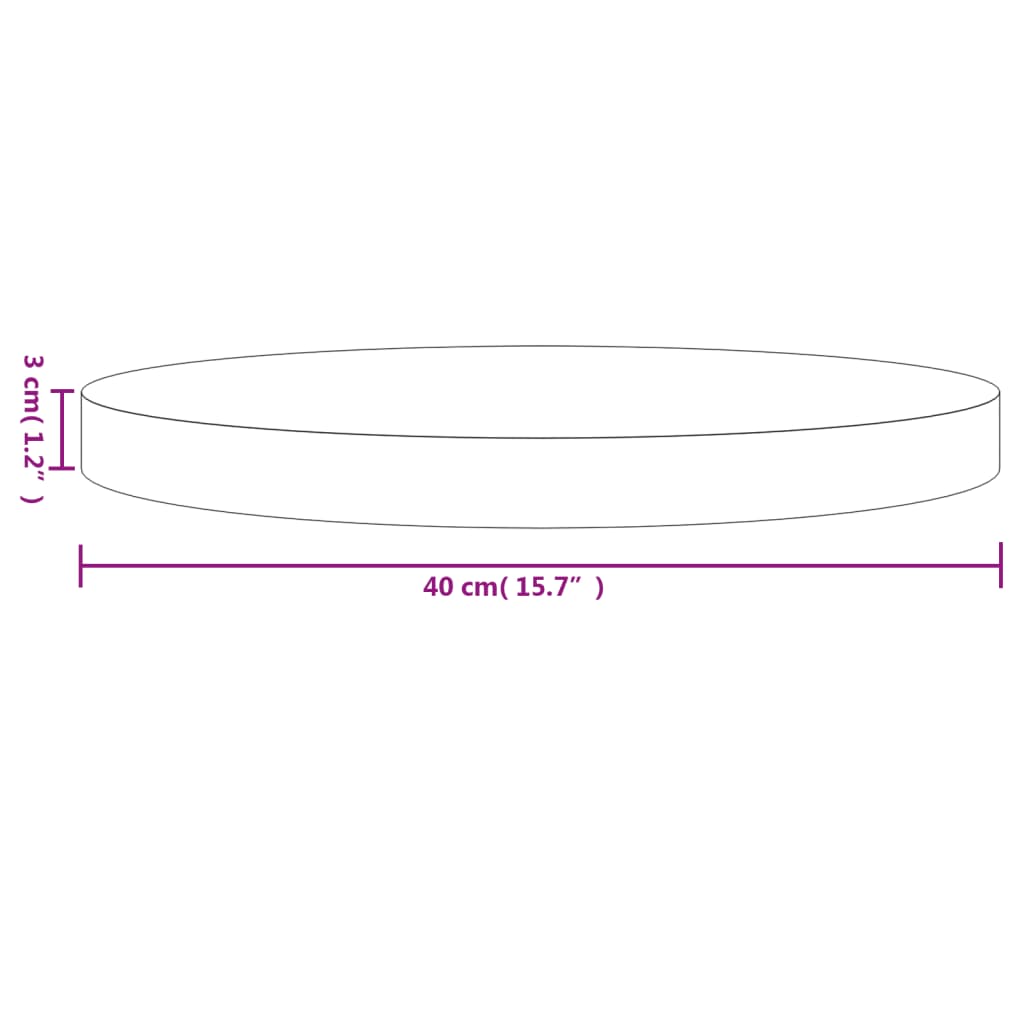 Tafelblad Rond Ø40X3 Cm Massief Grenenhout Wit