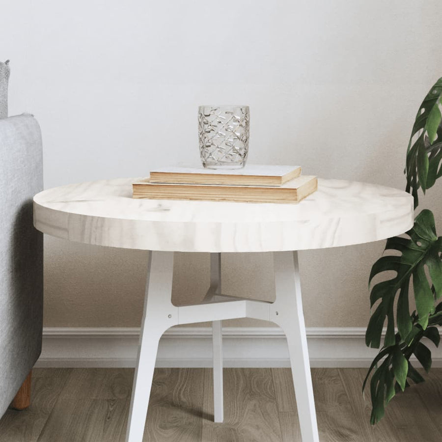 Tafelblad Rond Ø50X3 Cm Massief Grenenhout Wit