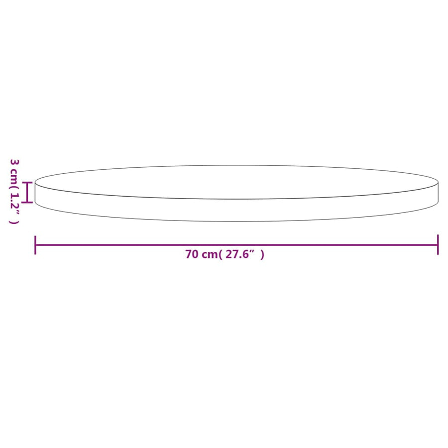 Tafelblad Rond Ø70X3 Cm Massief Grenenhout Wit