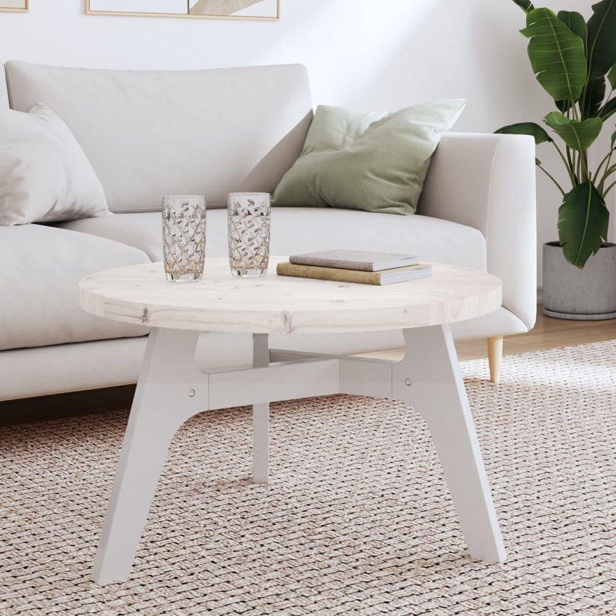 Tafelblad Rond Ø70X3 Cm Massief Grenenhout Wit
