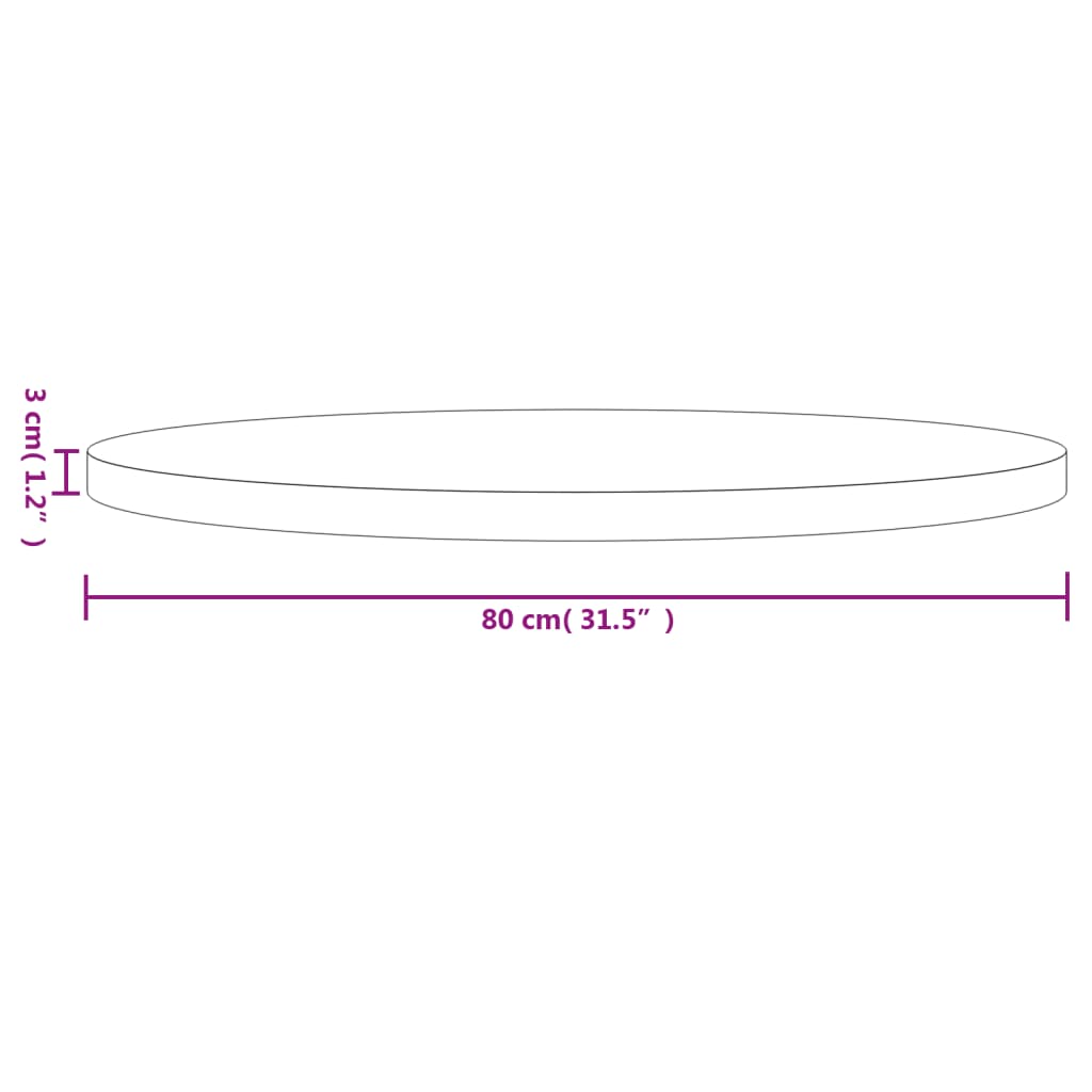 Tafelblad Rond Ø80X3 Cm Massief Grenenhout