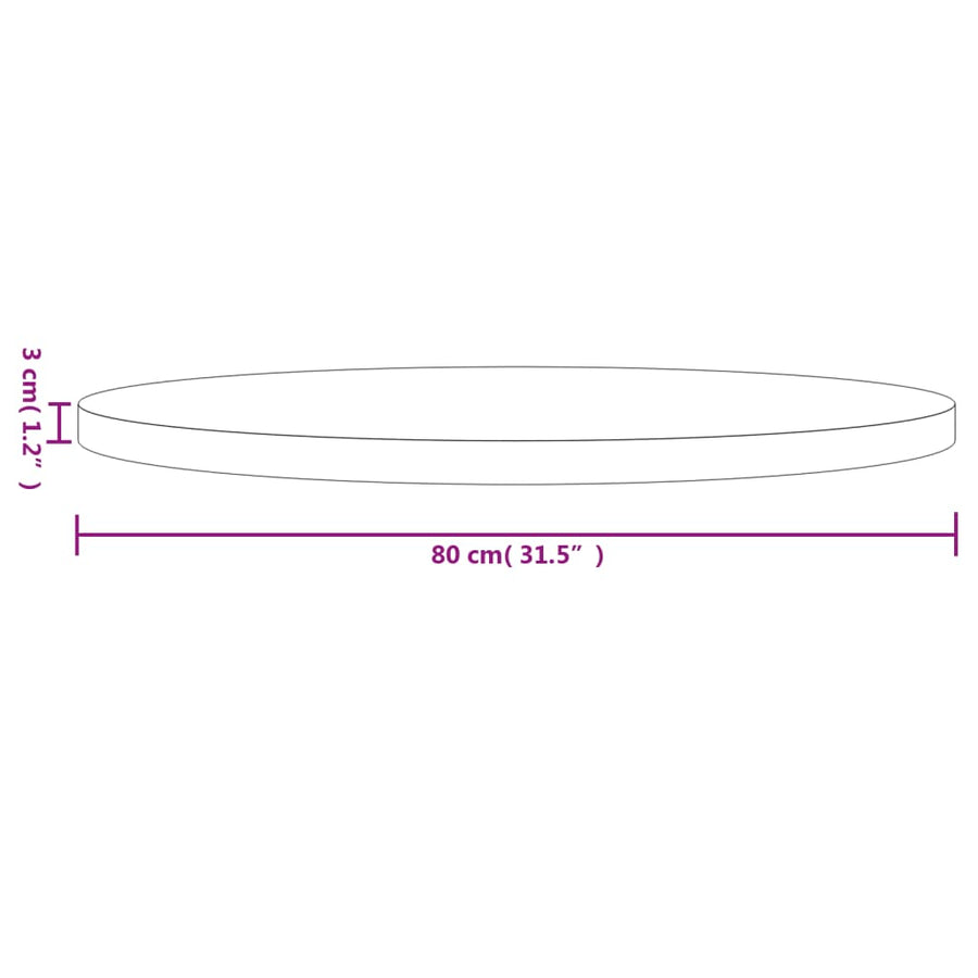 Tafelblad Rond Ø80X3 Cm Massief Grenenhout Wit