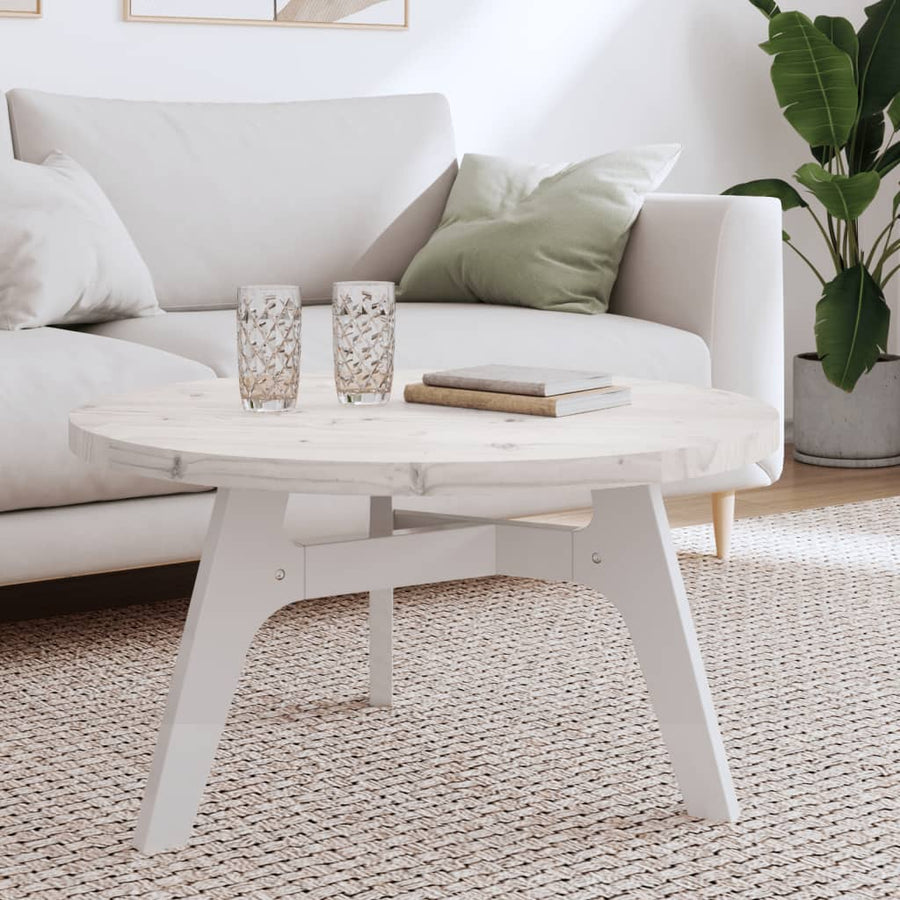 Tafelblad Rond Ø80X3 Cm Massief Grenenhout Wit