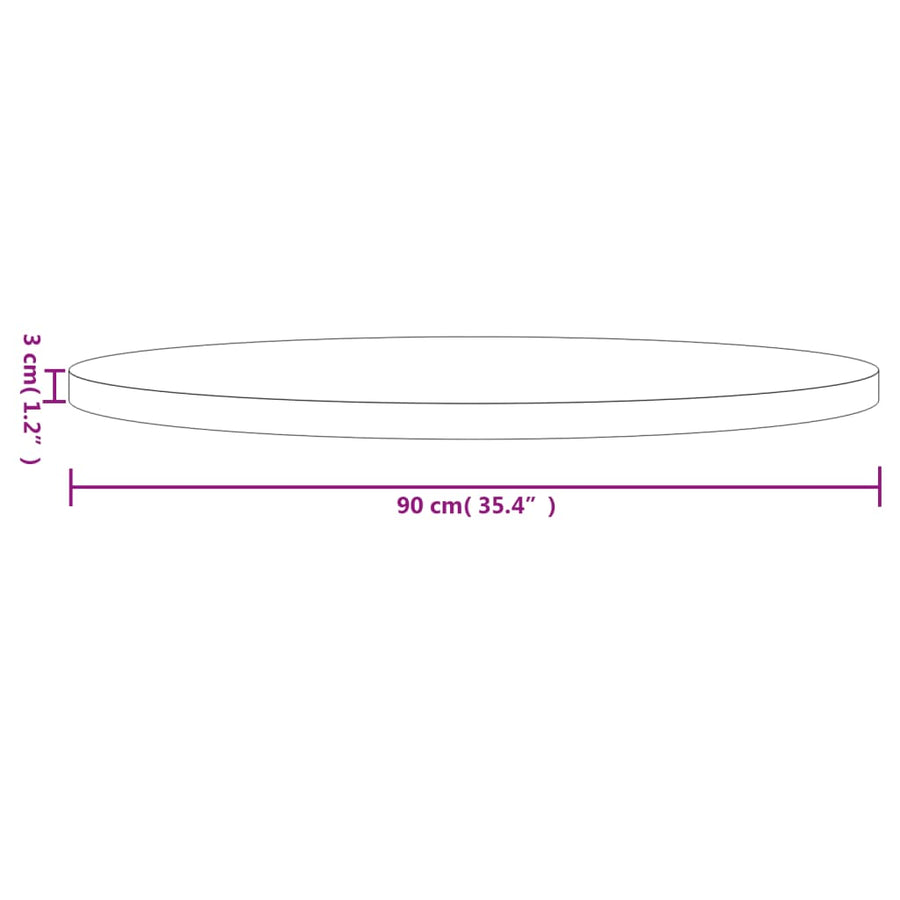 Tafelblad Rond Ø90X3 Cm Massief Grenenhout Wit