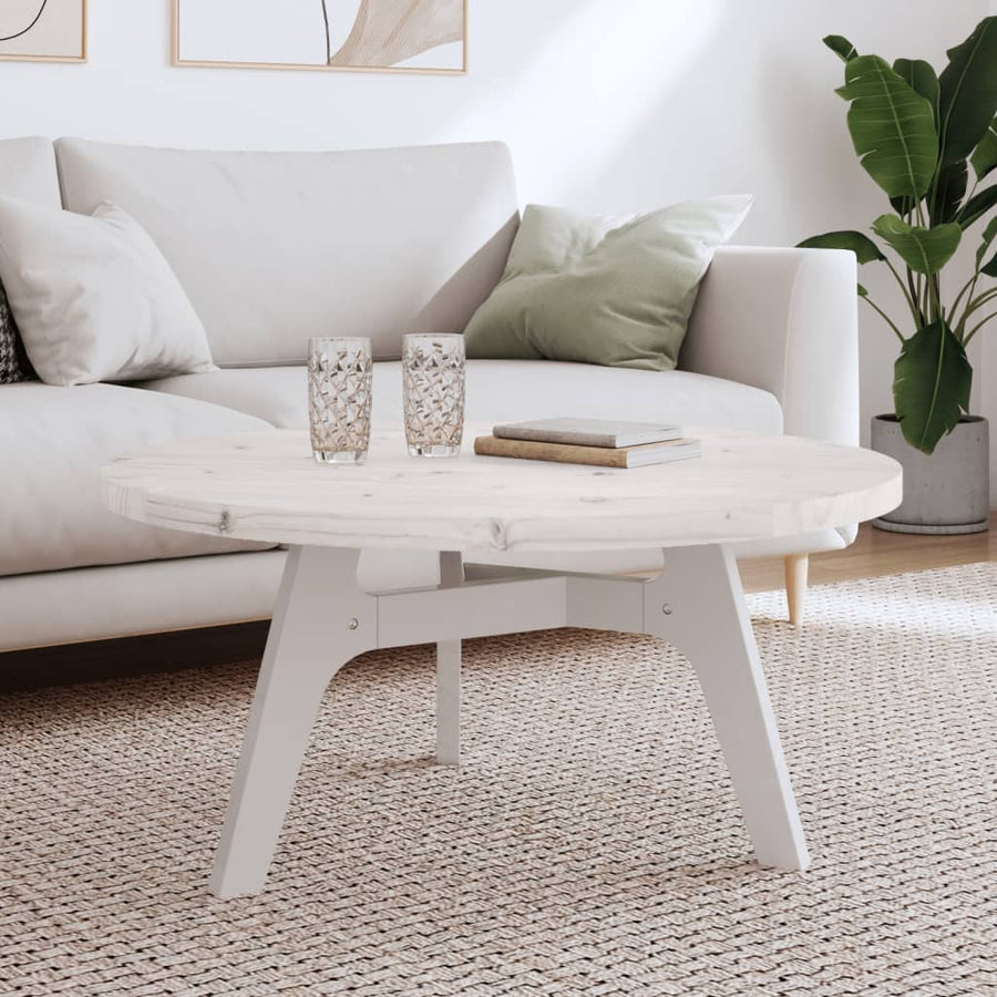 Tafelblad Rond Ø90X3 Cm Massief Grenenhout Wit