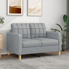 Two-seater sofa 120 cm light grey fabric