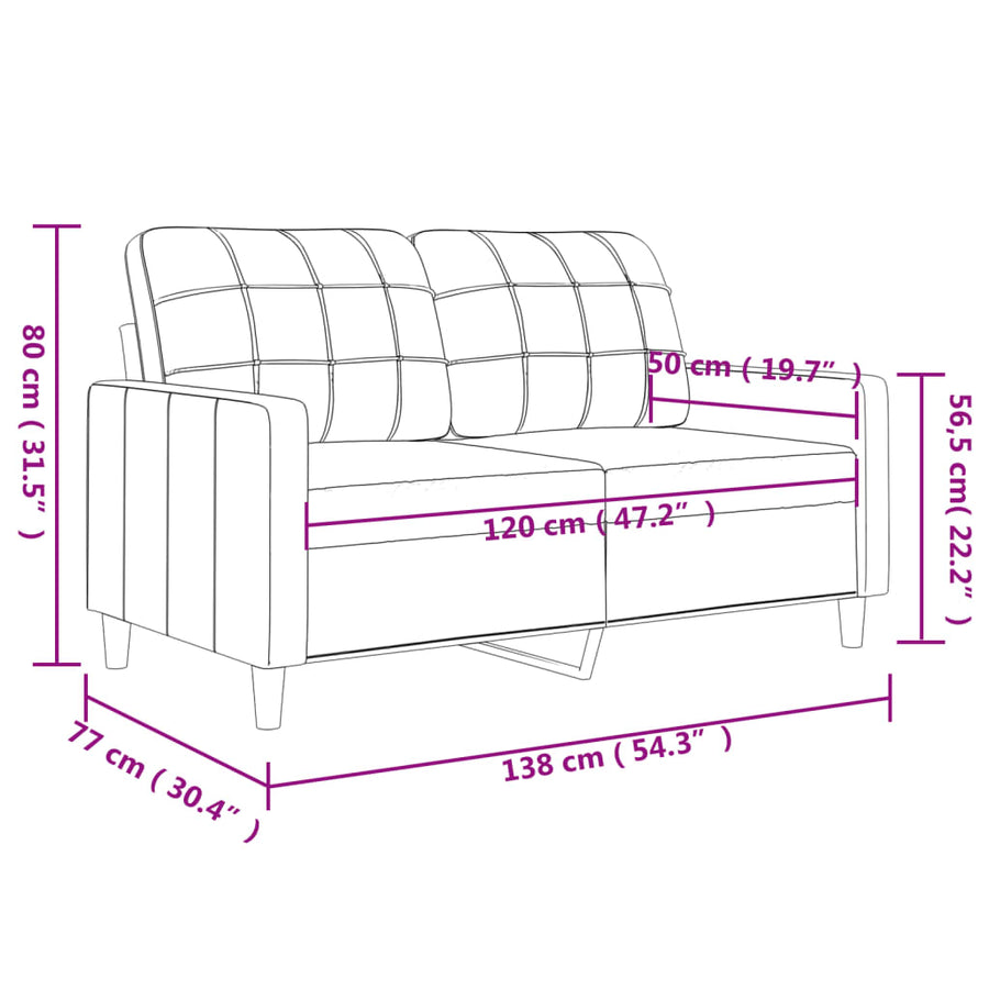 Tweezitsbank Stof 120 cm Zwart