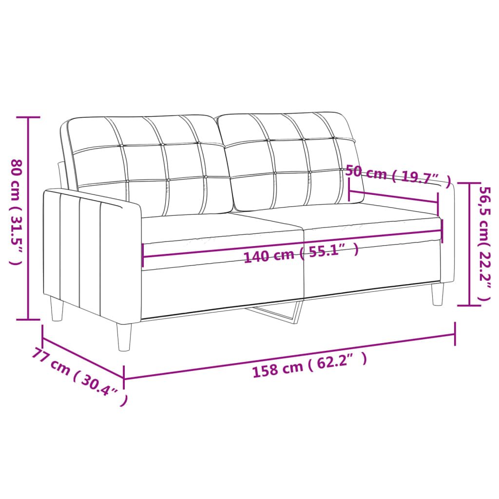 Tweezitsbank Stof Kleurig 140 cm Crème