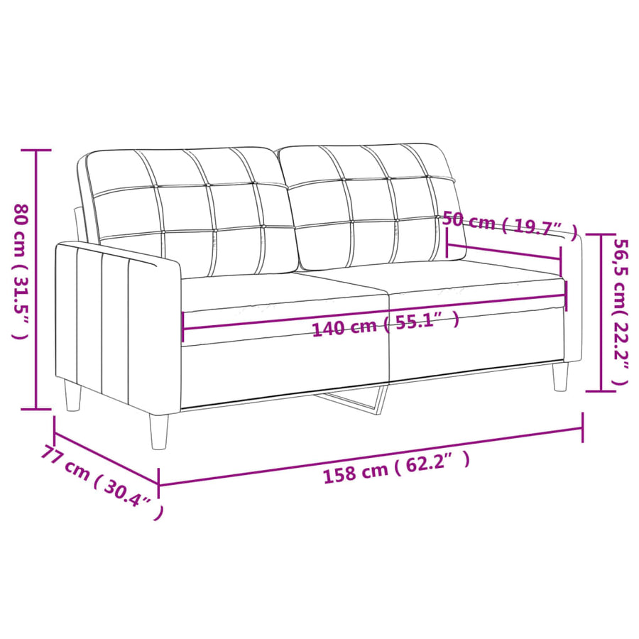 Tweezitsbank Stof Kleurig 140 cm Crème