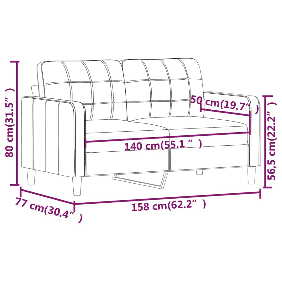 Tweezitsbank Stof 140 cm Wijnrood