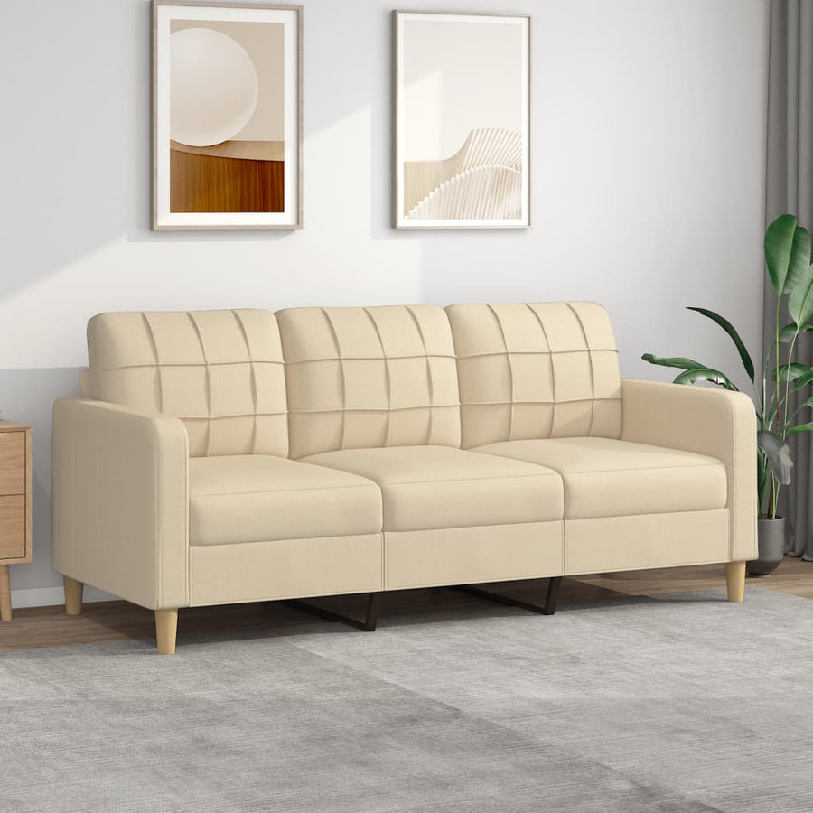 Driezitsbank Stof Kleurig 180 cm Crème