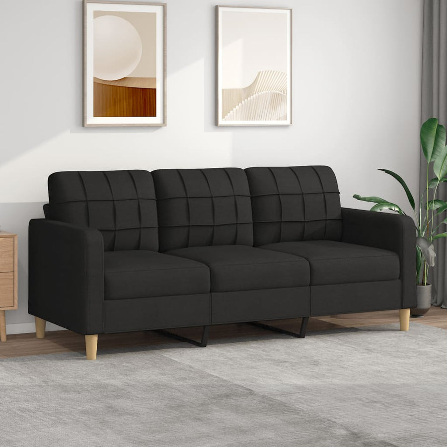 Driezitsbank Stof 180 cm Zwart