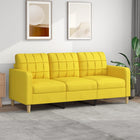 Three-seater sofa 180 cm fabric light yellow