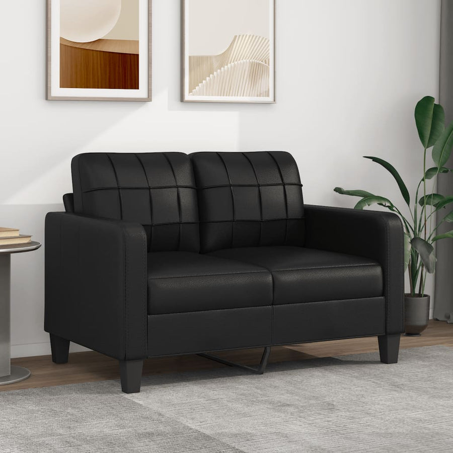 Tweezitsbank Kunstleer 120 cm Zwart