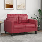 Two-seater sofa 120 cm faux leather wine red