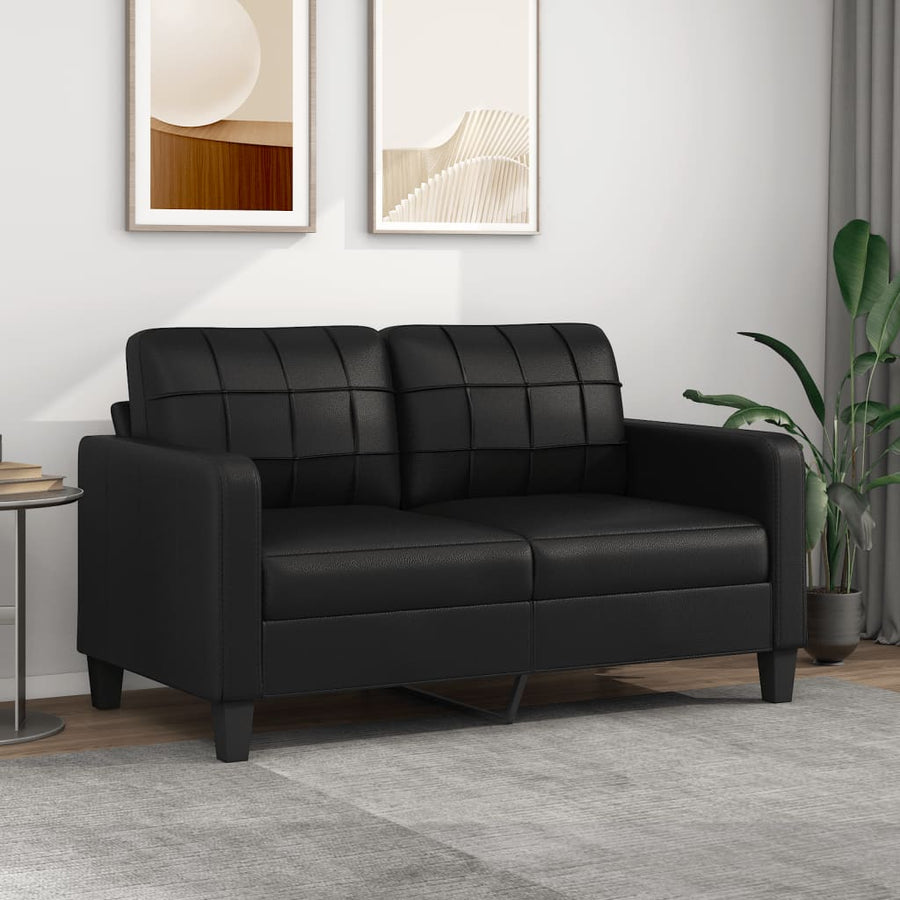 Tweezitsbank Kunstleer 140 cm Zwart
