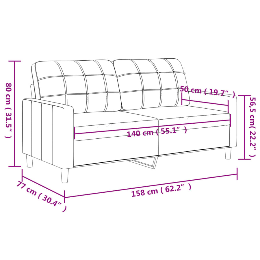 Tweezitsbank Kunstleer Kleurig 140 cm Crème