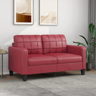 Two-seater sofa 140 cm faux leather wine red